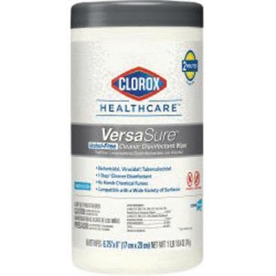 Clorox Healthcare VersaSure Cleaner Disinfectant Wipes, 12" x 12", Presaturated, Canister, 85 Wipes/Pkg - Clorox® Healthcare VersaSure® Cleaner Disinfectant Wipes, 12 x 12 - Canister, 85/Pkg - Image 1