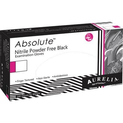Aurelia Absolute Nitrile Exam Gloves, Powder Free, Non-Sterile, Black, Small, 200/Box, 98996 thumbnail 3