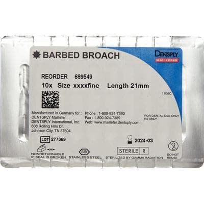 Dentsply Maillefer Barbed Broaches, 21 mm, Assorted Sizes, Color-Coded, 10/Pk, 689556 thumbnail 4