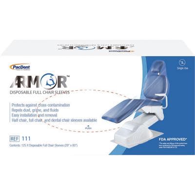 Pac-Dent Armor Disposable Full Chair Sleeves, 29" x 80", Clear, 125/Box thumbnail 7