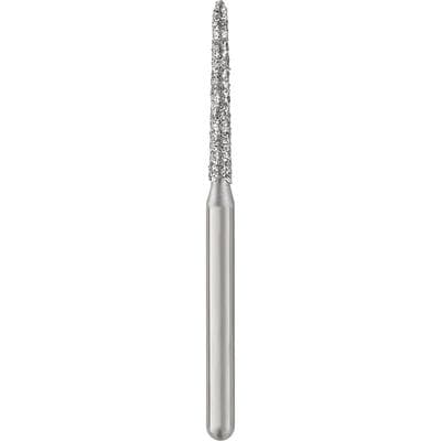 Patterson® Disposable Diamond Bur, FG, Medium Grit, Blue Ring, Curettage Bevel End, 1.4 mm Diameter, 10.0 mm Length, 25/Pkg, #879K-014M - Patterson® Disposable Diamonds – FG, Medium, Blue, Curettage Bevel End, 25/Pkg - # 879K-014M, 1.4 mm Diameter, 10.0 mm Length - Image 1