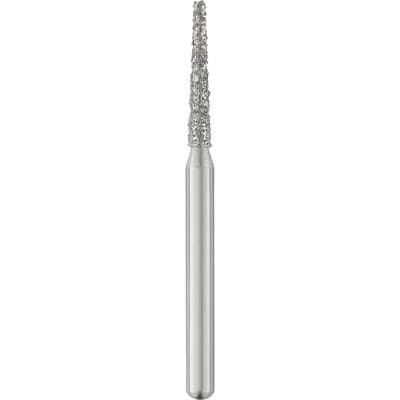 Patterson® Disposable Diamond Bur, FG, Medium Grit, Blue Ring, Cone Flat End, #847-014M, 1.4 mm Diameter, 8.0 mm Length, 25/Pkg - Patterson® Disposable Diamonds – FG, Medium, Blue, Cone Flat End, 25/Pkg - # 847-014M, 1.4 mm Diameter, 8.0 mm Length - Image 1
