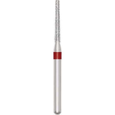 Patterson® Disposable Diamond Bur, FG, Fine Grit, Red Ring, Cone Flat End, 1.4 mm Diameter, 8.0 mm Length, 25/Pkg, #847-014F - Patterson® Disposable Diamonds – FG, Fine, Red, Cone Flat End, 25/Pkg - # 847-014F, 1.4 mm Diameter, 8.0 mm Length - Image 1