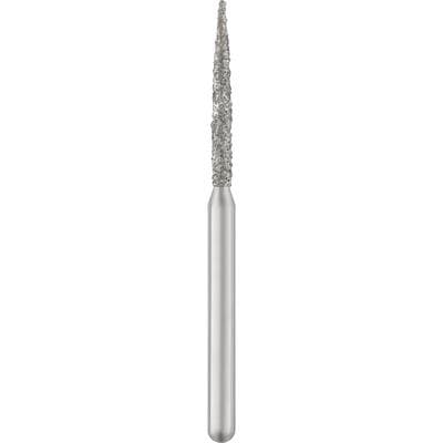 Patterson® Disposable Diamond Bur, FG, Medium Grit, Flame Shape, Blue Ring, 1.2 mm Diameter, 10.0 mm Length, 25/Pkg, #863-012M - Patterson® Disposable Diamonds – FG, Medium, Blue, Flame, 25/Pkg - # 863-012M, 1.2 mm Diameter, 10.0 mm Length - Image 1