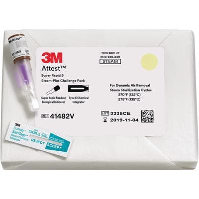 3M Attest Super Rapid 5 Steam-Plus Challenge Pack, Biological Indicator Kit, 132°C/135°C, 24-Minute Results, 24/Case, 41482V thumbnail 5