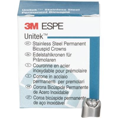3M Unitek Stainless Steel Permanent Bicuspid Crown, Upper Right First Bicuspid, Size 00, 5/Box, 900519 thumbnail 15
