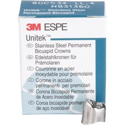 3M Unitek Stainless Steel Permanent Crown, First Bicuspid, Lower Left, Size 4 (4LL), 5/Box, 900534 thumbnail 16