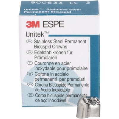 3M Unitek Stainless Steel Permanent Bicuspid Crown, Lower Left Second Bicuspid, Size 3LL, Box of 5, 900633 thumbnail 15