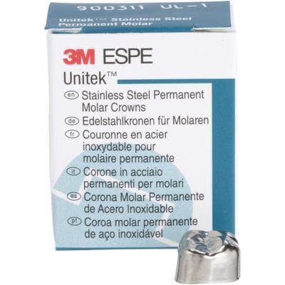 3M Unitek Stainless Steel Permanent Molar Crowns, Upper Left First Permanent Molar, Size 1 (1UL), 5/Box, 900311 thumbnail 16