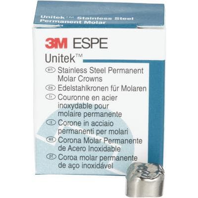 3M Unitek Stainless Steel Permanent Molar Crown, Lower Right First Molar, Size 1 (1LR), 5/Box, 900341 thumbnail 16
