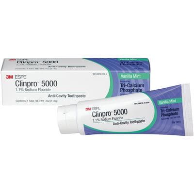 3M Clinpro 5000 1.1% Sodium Fluoride Anti-Cavity Toothpaste, Vanilla Mint, 4 oz Tube, Rx Only, 12115 thumbnail 17