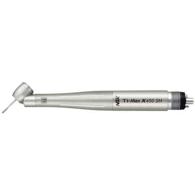 NSK Ti-Max X450 5H Series High Speed Air Handpiece, 45° Angle, Fiber Optic, Push-Button Autochuck, Triple Spray, Fixed Connection, 5-Pin thumbnail 5