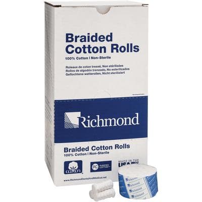 Richmond Braided Cotton Rolls, Junior Pack, Medium Diameter, 1.5" x 3/8", Non-Sterile, 2000/Box thumbnail 4