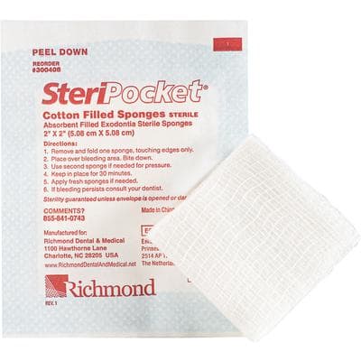 SteriPocket® Cotton Filled 2" x 2" Sterile 4-ply Sponges, 2 Sponges/Pack, 300 Packs/Box thumbnail 6