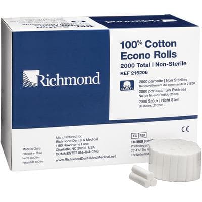 Econo Cotton Rolls, Medium, 1-1/2" x 3/8", Nonsterile, 2000/Pkg thumbnail 2