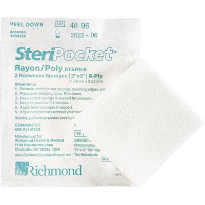 SteriPocket® Rayon/Poly Non-Woven 8-Ply Sterile Sponges, 2" x 2", 200 Packs/Box (2 Sponges per Pack) thumbnail 5