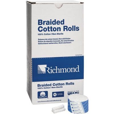 Sion Brands Braided Cotton Rolls, Small 5/16" x 1.5", Non-Sterile, 2000/Box thumbnail 5