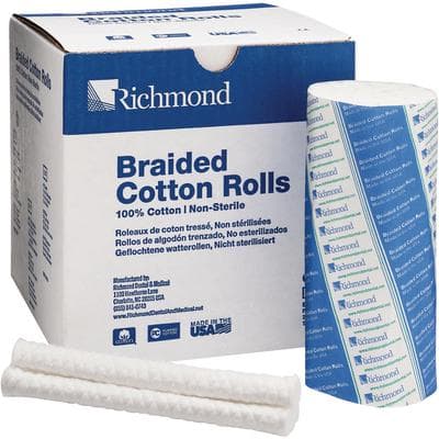 Sion Brands Braided Cotton Rolls, 6" x 1/2", Large, Non-Sterile, 100/Box thumbnail 6