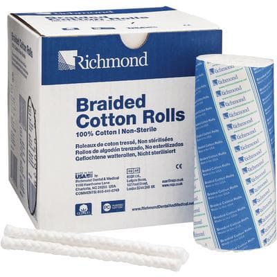 Sion Brands Braided Cotton Rolls, 6" x 5/16", Small Diameter, Non-Sterile, 200/Box thumbnail 3