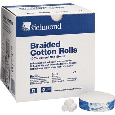 Sion Brands Braided Cotton Rolls, 3/4" Pedo Rolls, Medium Diameter 3/8", Non-Sterile, 1400/Box thumbnail 5