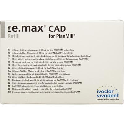 IPS e.max CAD LT (Low Translucency) Lithium Disilicate Milling Block, Shade D2, Size A14 (L), 5/Pkg thumbnail 10