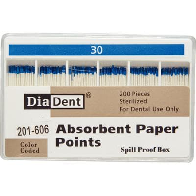 DiaDent Absorbent Paper Points #30, Blue, .02 Taper, Non-Marked, Spill-Proof Box of 200 thumbnail 5