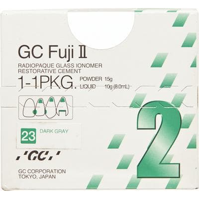 GC Fuji II Glass Ionomer Restorative, 1:1 Powder/Liquid Kit, Shade #23 Dark Gray, 15g Powder + 8mL Liquid, 1 Kit, 000103 thumbnail 13
