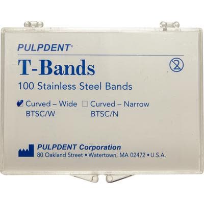 Pulpdent T-Bands, Curved, Wide, Stainless Steel, 0.002" (0.05 mm) Thick, 100/Box, BTSC/W thumbnail 6