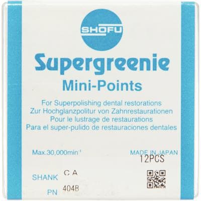 Shofu SuperGreenie Silicone Polisher, Super-Polishing, RA Mini-Point, ISO #030, Green/Yellow, 12/Pk, #404B thumbnail 13