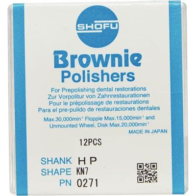 Shofu Brownie Silicone Polisher, HP Straight Handpiece, KN7 Knife-Edge Shape, Pre-Polishing, Brown, #0271, 12/Box thumbnail 13
