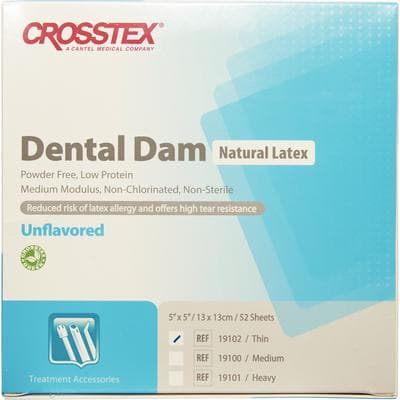 Crosstex Dental Dam Latex, Thin, Blue, 5" x 5", Unflavored, 52/Box, 19102 thumbnail 5