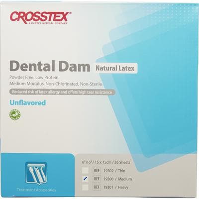 Crosstex Latex Dental Dam, 6" x 6", Medium, Blue, Unflavored, 36/Box, 19300 thumbnail 8