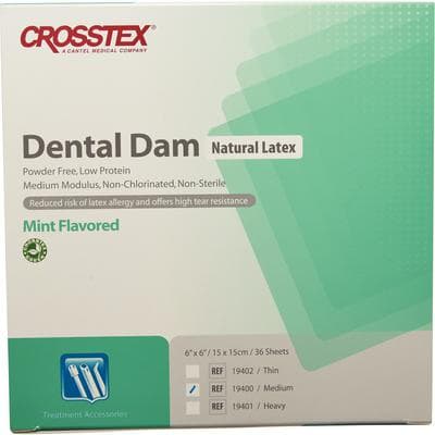 Crosstex Latex Dental Dam, 6" x 6", Medium Gauge, Mint Flavored, Green, 36/Box, 19400 thumbnail 11