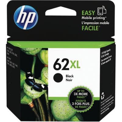 HP 62XL Black Ink Cartridge (C2P05AN), 600 Page Yield, for Photosmart 5660/5643, Officejet 5740/5742 - HP Inkjet Cartridges work with printer models: Photosmart 5660, 5643; Officejet 5740, 5742 - HP 62 Black ink, 600 Page Yield - Image 1