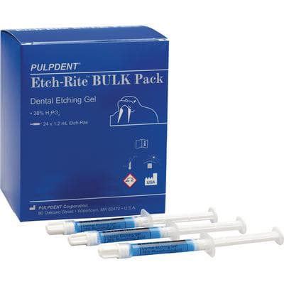 Pulpdent Etch-Rite Dental Etching Gel, 38% Phosphoric Acid, Thixotropic, Blue, 1.2 mL Syringe, Bulk Pack of 24, ET-24 thumbnail 25