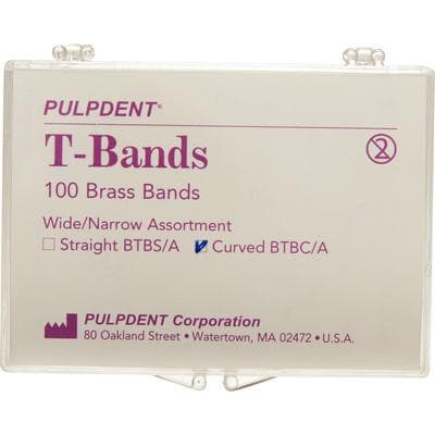 Pulpdent T-Bands, Curved, Wide, Brass, 0.002" (0.05 mm), 100/Box, BTBC/W thumbnail 8