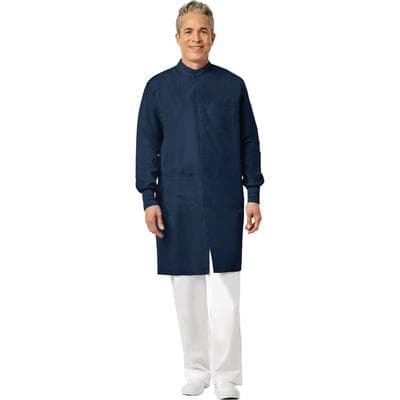 Superior Uniform Texture-Shield® PFAS-Free Fluid-Resistant Lab Coat, Unisex, X-Small, Navy, 1/Pkg thumbnail 2