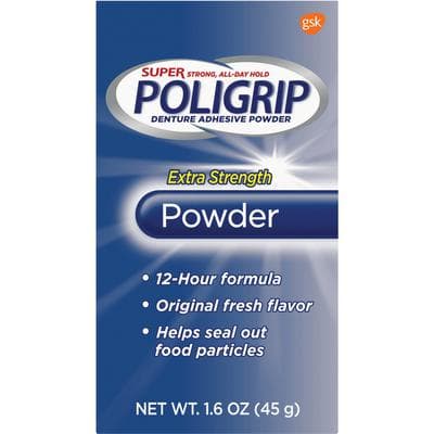 Super Poligrip Extra Strength Denture Adhesive Powder, 1.6 oz Bottle, 07801 thumbnail 2