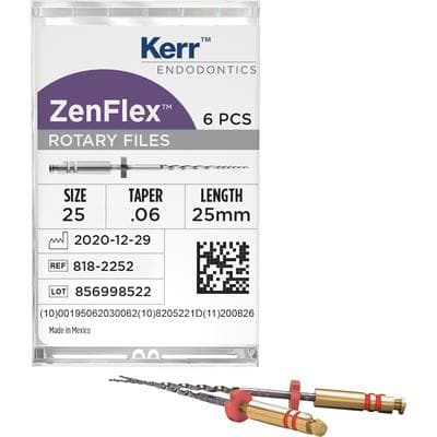 ZenFlex NiTi Rotary Shaping File, .25/.06, 25mm, Non-Cutting Tip, 6/Pk, 818-2252 thumbnail 14