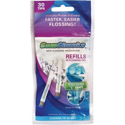 GumChucks Flossing Tips Refill, Waxed, Unflavored, White, 30/Pkg thumbnail 3