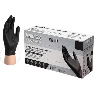 Ammex Black Nitrile Exam Gloves, Powder Free, Non-Sterile, Medium, 100/Box thumbnail 12