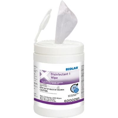 Ecolab Disinfectant 1 Disinfectant Wipes, XL Size, 9x12", 85 Wipes/Canister, 12 Canisters/Case thumbnail 2