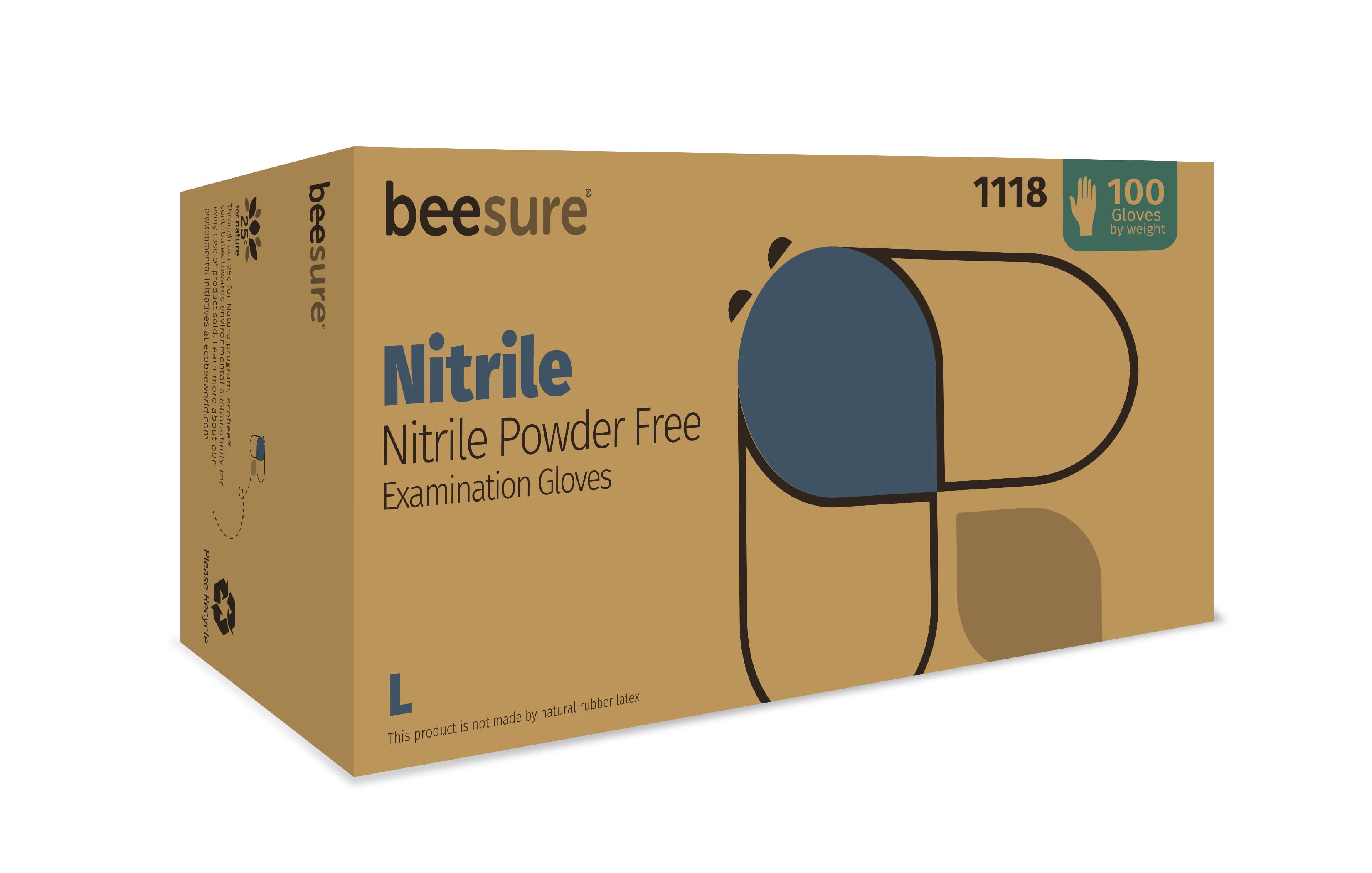 BeeSure Nitrile Exam Gloves, Powder-Free, Non-Sterile, Large, Blue, 100/Box, BE1118 thumbnail 9