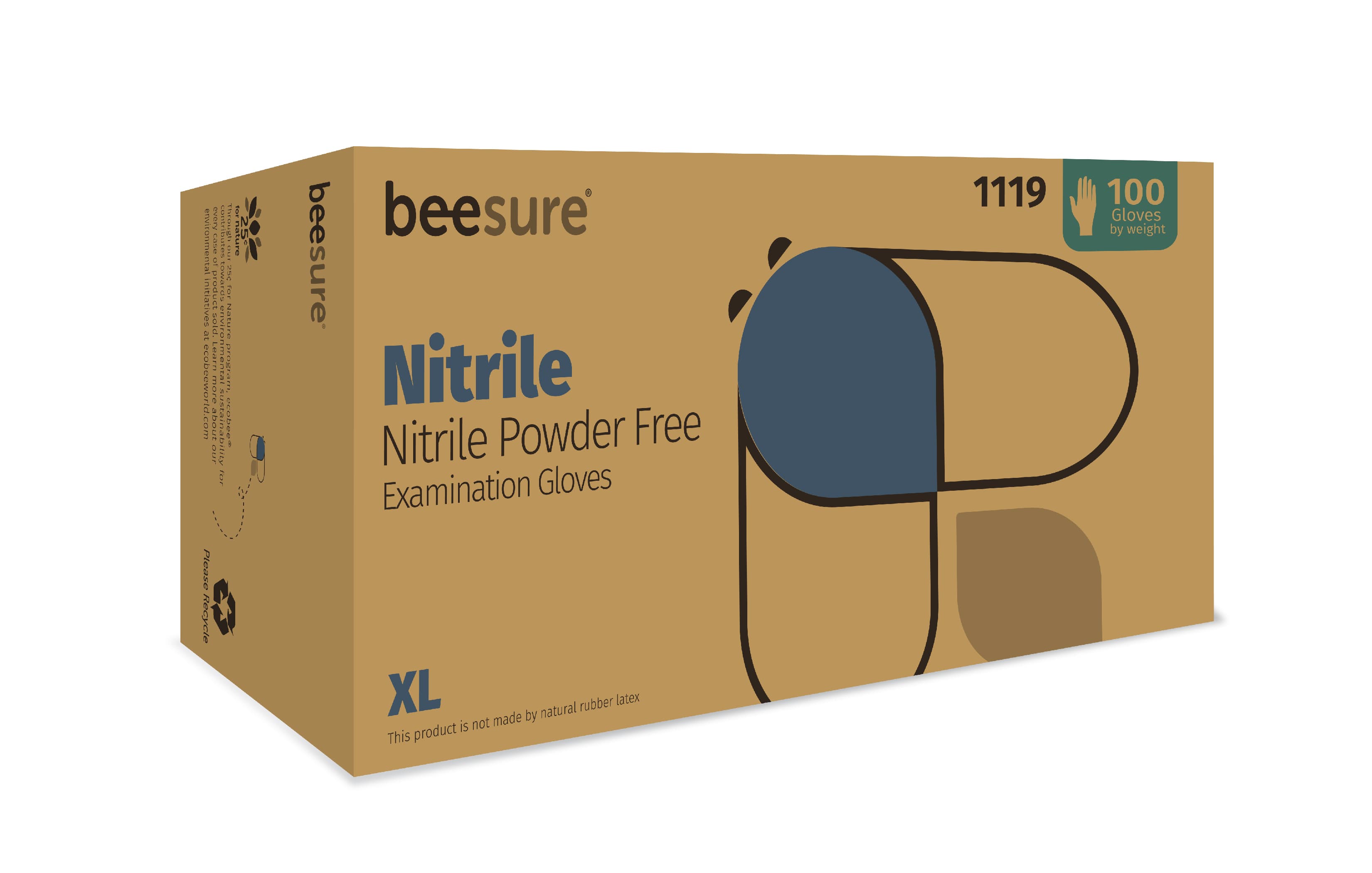 BeeSure Nitrile Exam Gloves, Powder Free, Non-Sterile, Extra Large, Light Blue, 100/Box, BE1119 thumbnail 9