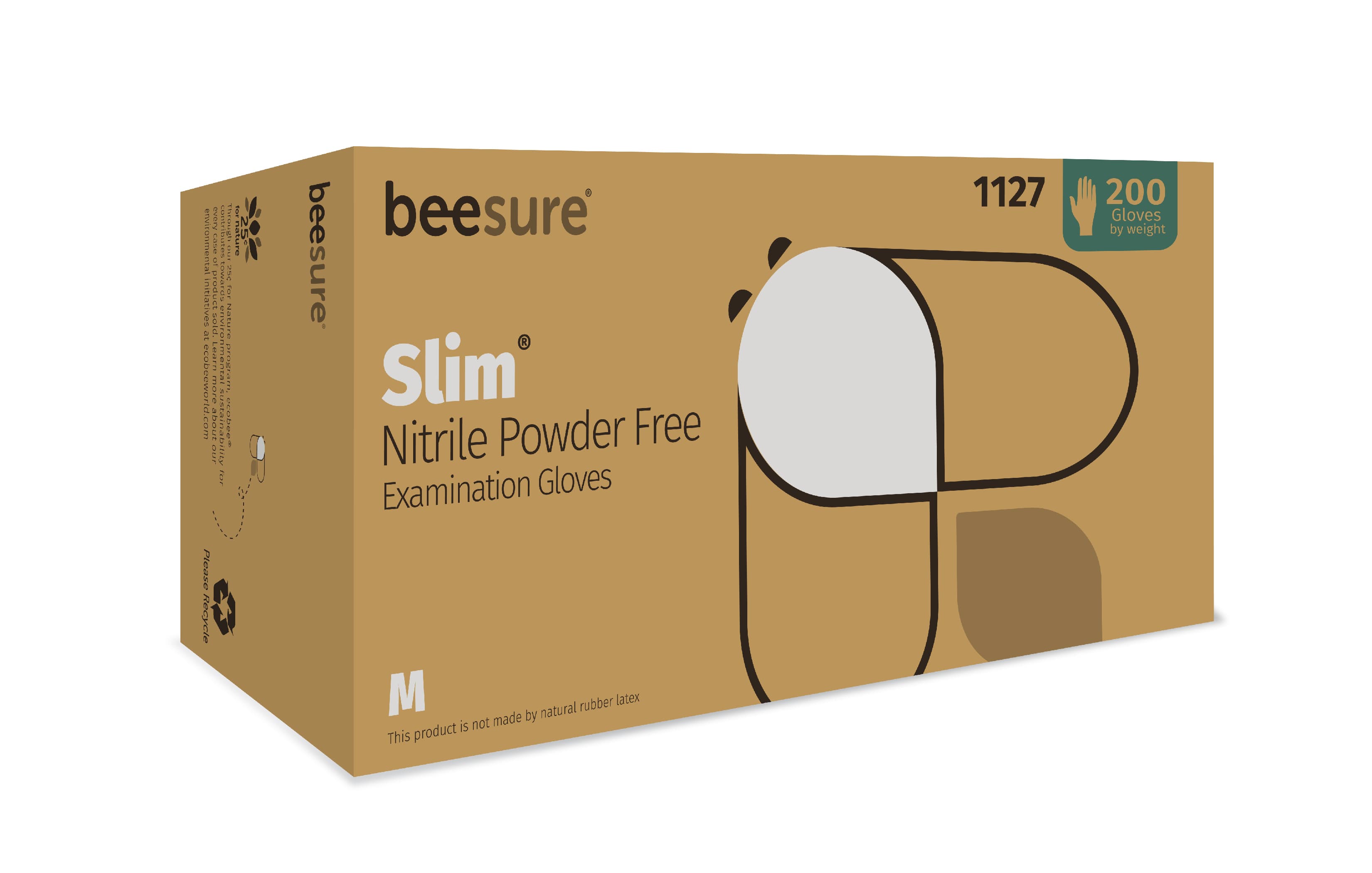 BeeSure Slim Nitrile Exam Gloves, Powder-Free, Non-Sterile, Medium, White, 200/Box, BE1127 thumbnail 13