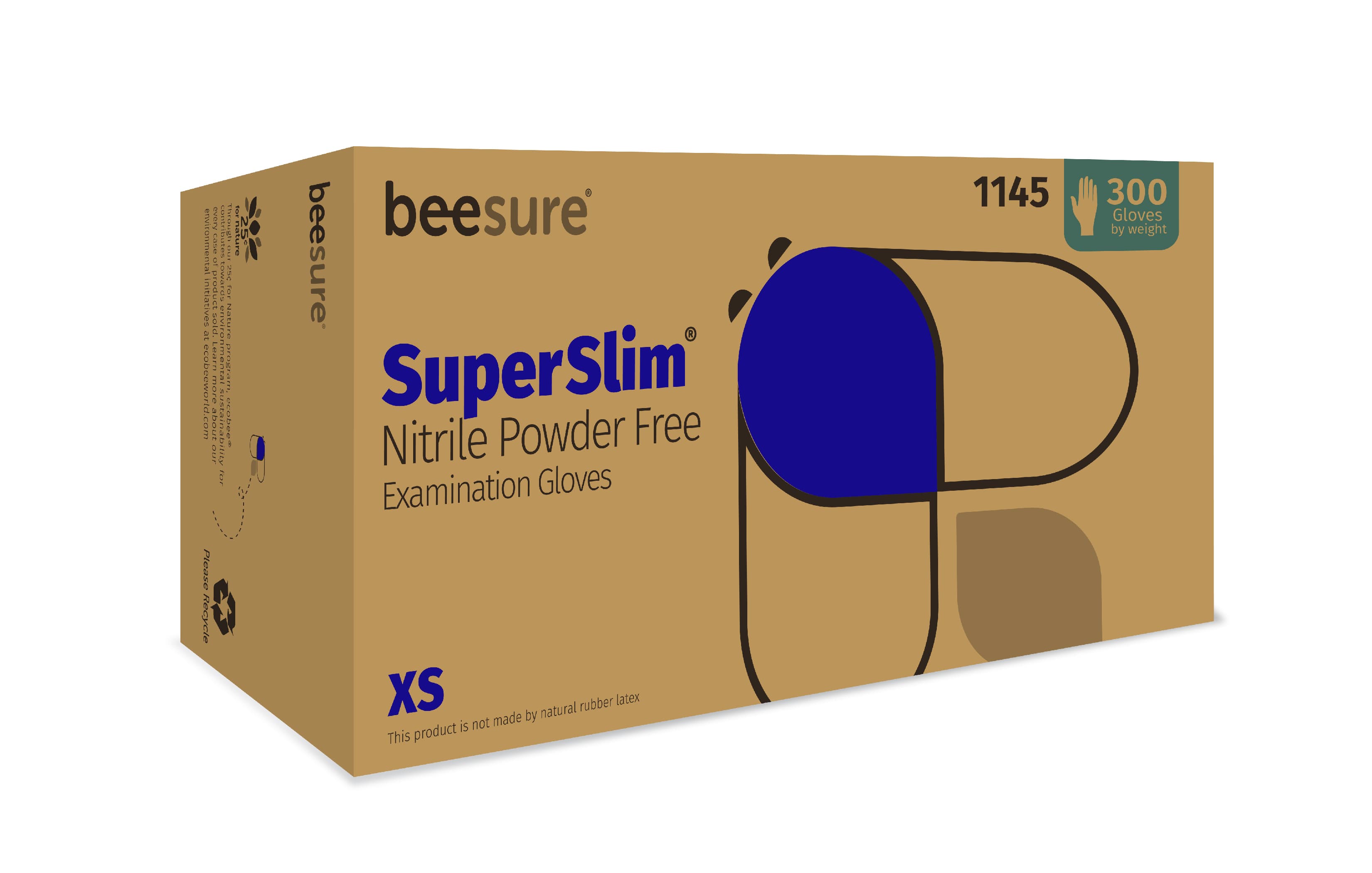 BeeSure SuperSlim Nitrile Examination Gloves, Powder-Free, Non-Sterile, Extra Small, Cobalt Blue, 300/Box, BE1145 thumbnail 13