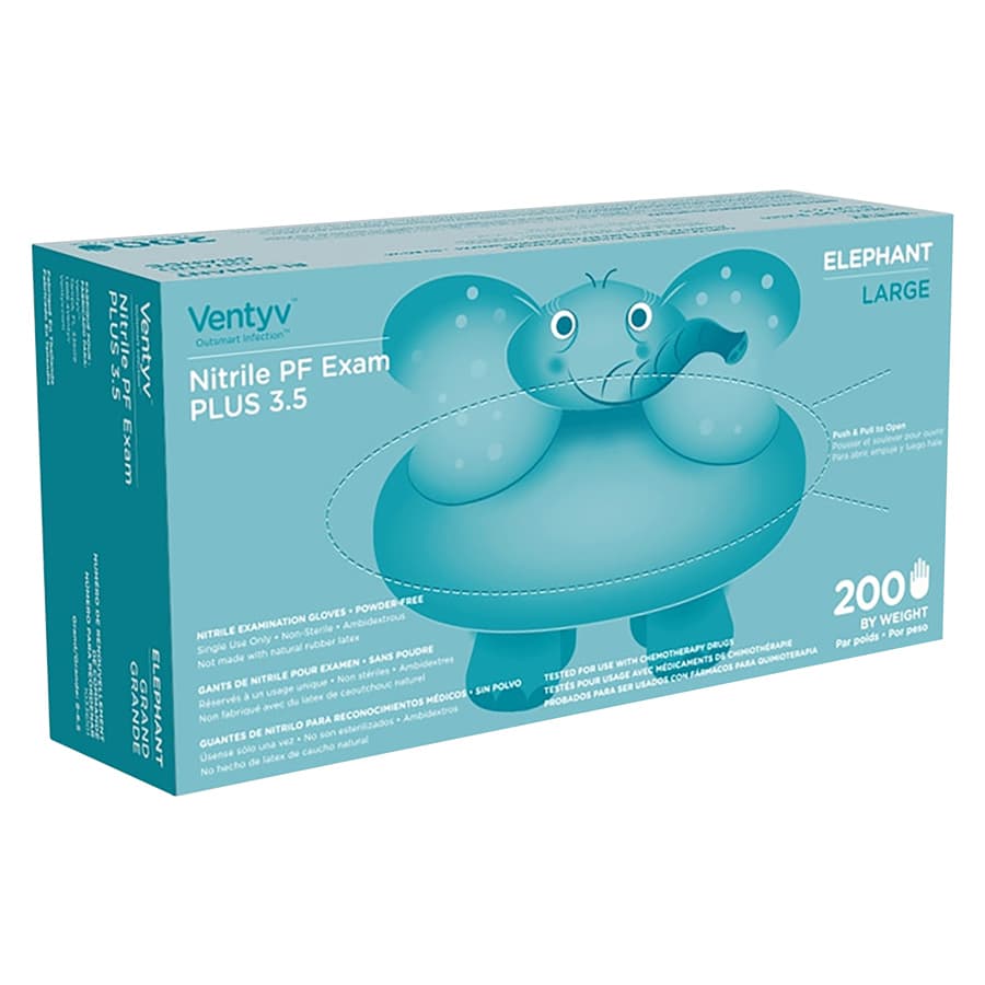 Ventyv Nitrile Powder-Free Exam Glove Plus 3.5 (Elephant), Medium, Violet Blue, 200/Box, 10335101 thumbnail 10