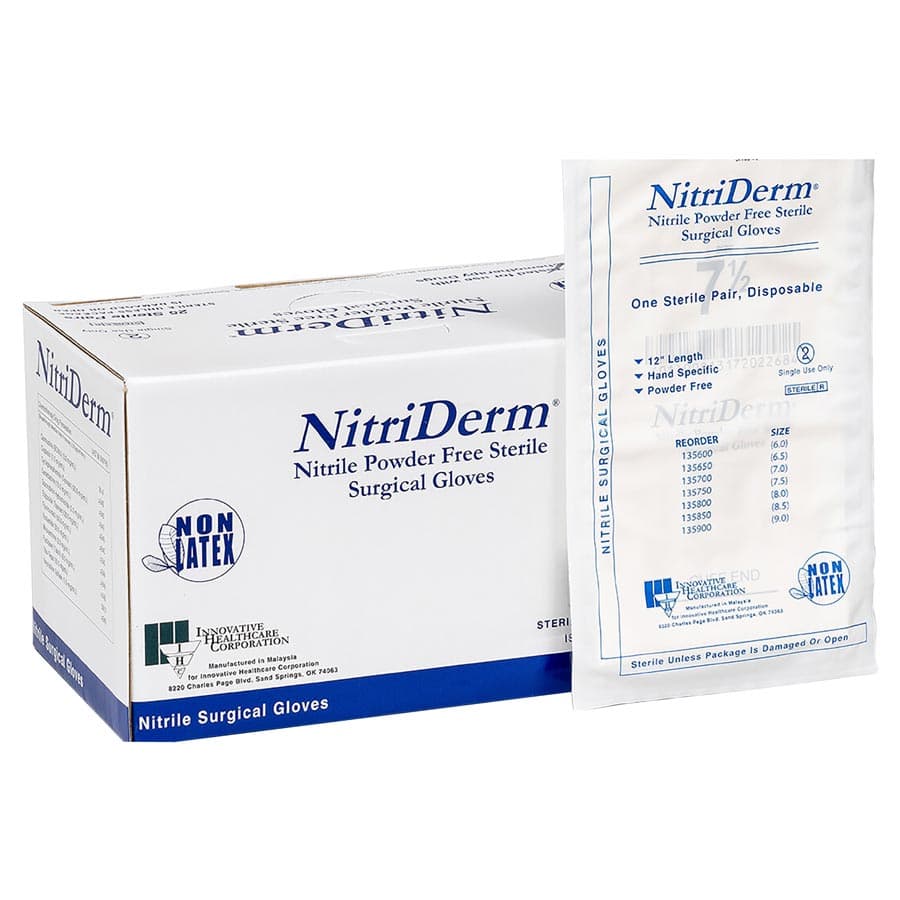 NitriDerm Nitrile Sterile Surgical Gloves, Powder Free, Latex Free, Textured, Size 8.0, 50 Pairs/Box, 135280 thumbnail 4