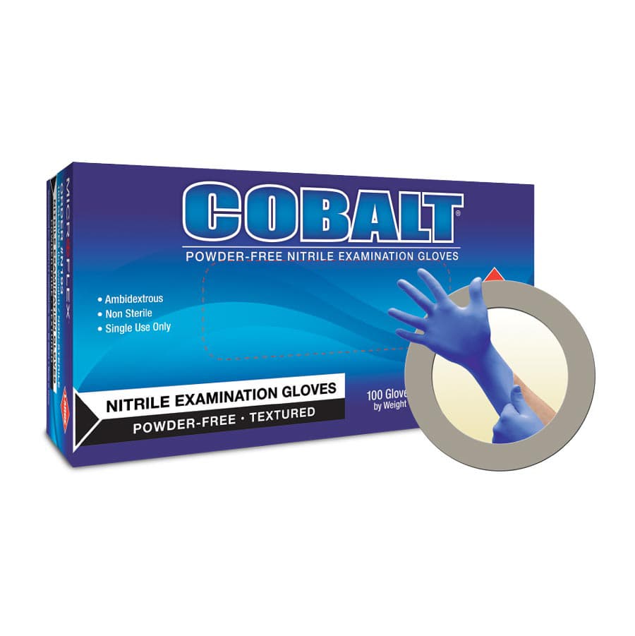 Microflex Cobalt Nitrile Exam Gloves, Powder Free, Textured, Large, Blue, 100/Box, N193 thumbnail 10