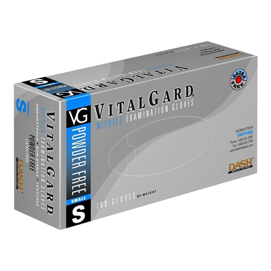 VitalGard® Nitrile Exam Gloves, Powder Free, Latex Free, Non-Sterile, Small, Blue, Textured, 100/Box, VNPF100S thumbnail 13